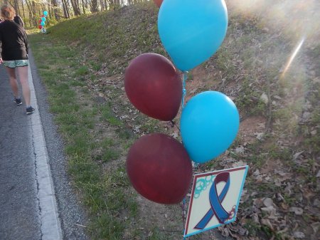 Balloons in remembrance of WDBJ7's Allison and Adam, who were tragically killed on live TV last August.