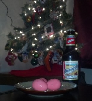 pickled eggs and beer for Santa